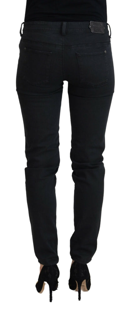 Jeans denim da donna slim fit in cotone nero