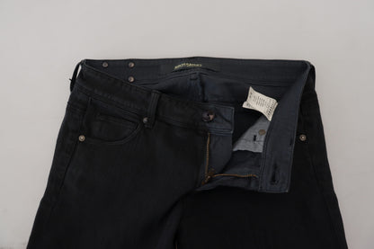 Jeans denim da donna slim fit in cotone nero