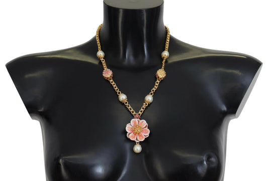 Collana decorata con cristalli floreali color oro rosa