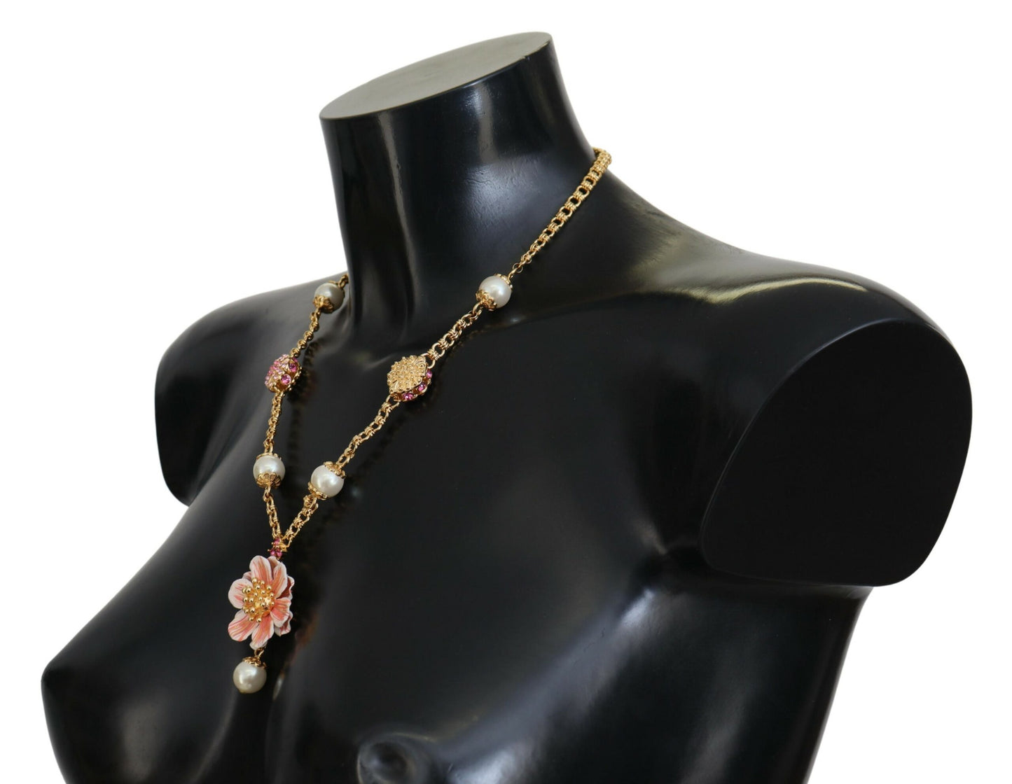 Collana decorata con cristalli floreali color oro rosa