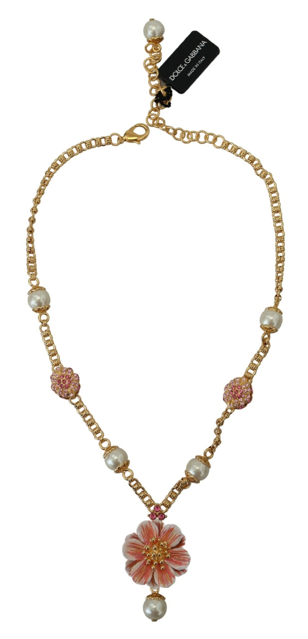 Collana decorata con cristalli floreali color oro rosa