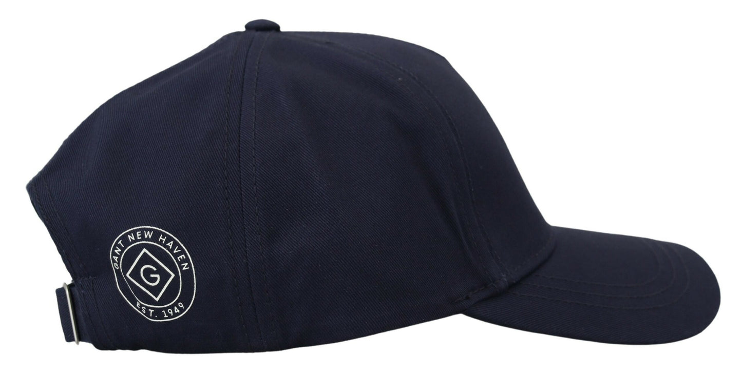 Cappello casual con berretto da baseball con stampa logo in cotone blu