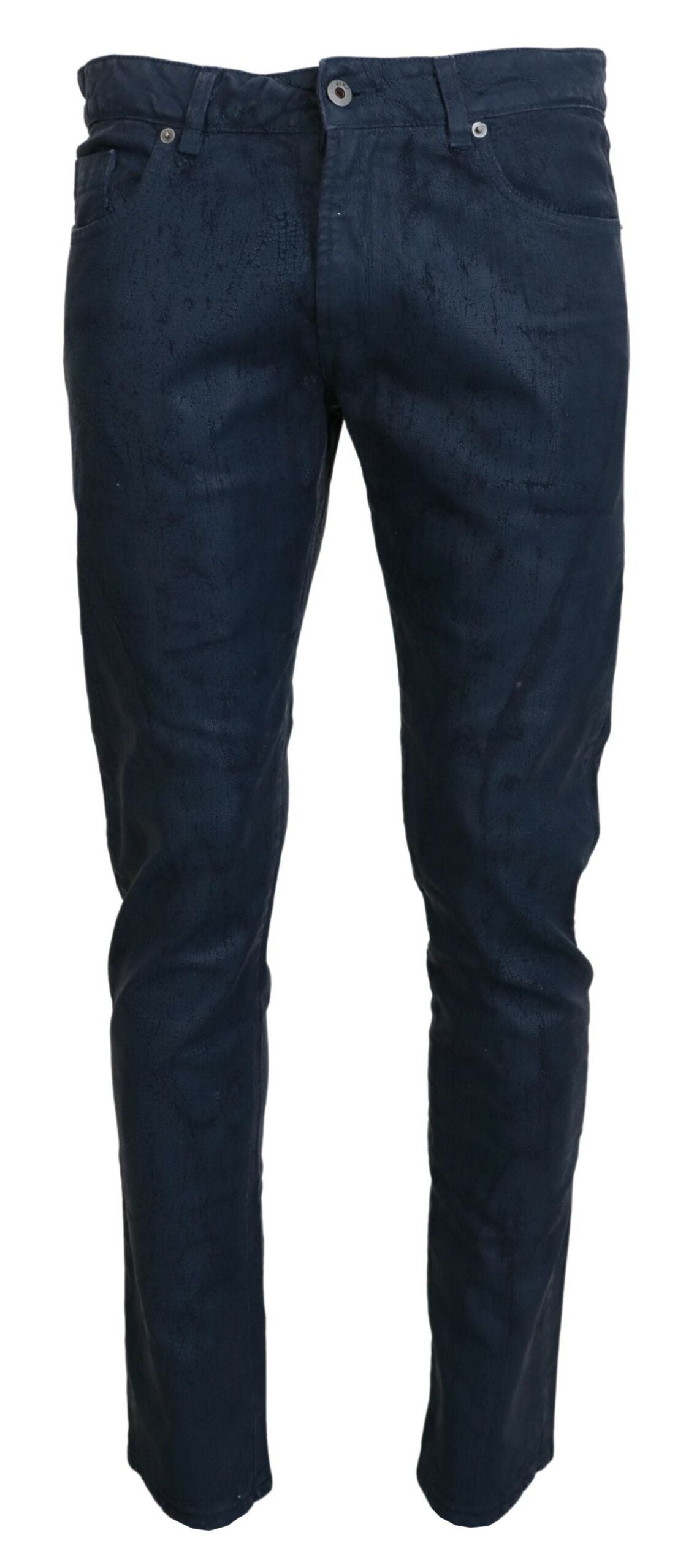 Jeans casual in denim da uomo slim fit affusolati in cotone blu