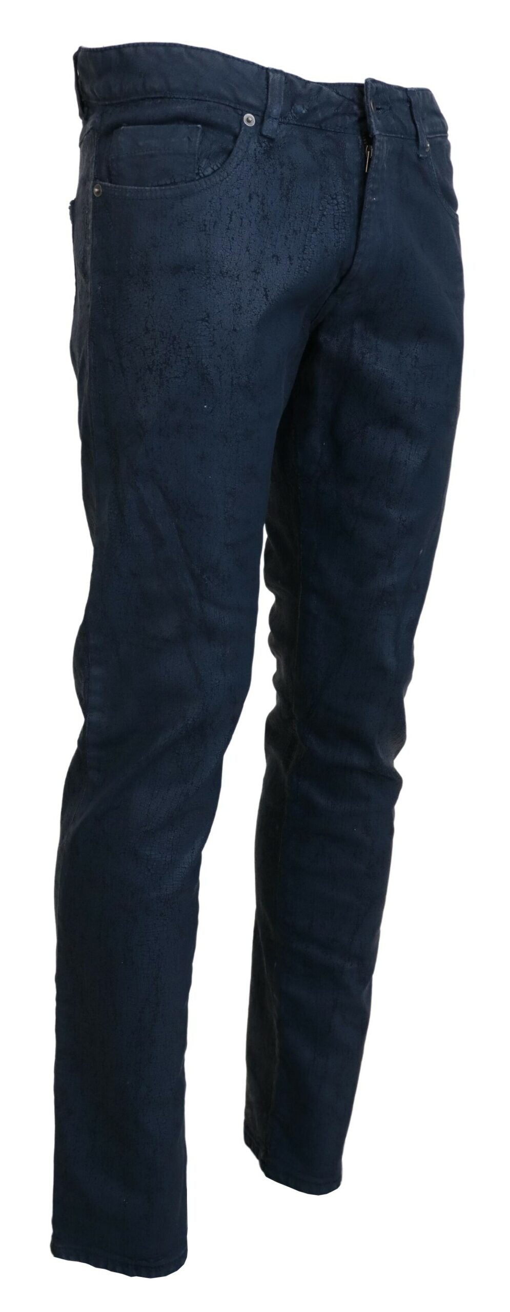 Jeans casual in denim da uomo slim fit affusolati in cotone blu