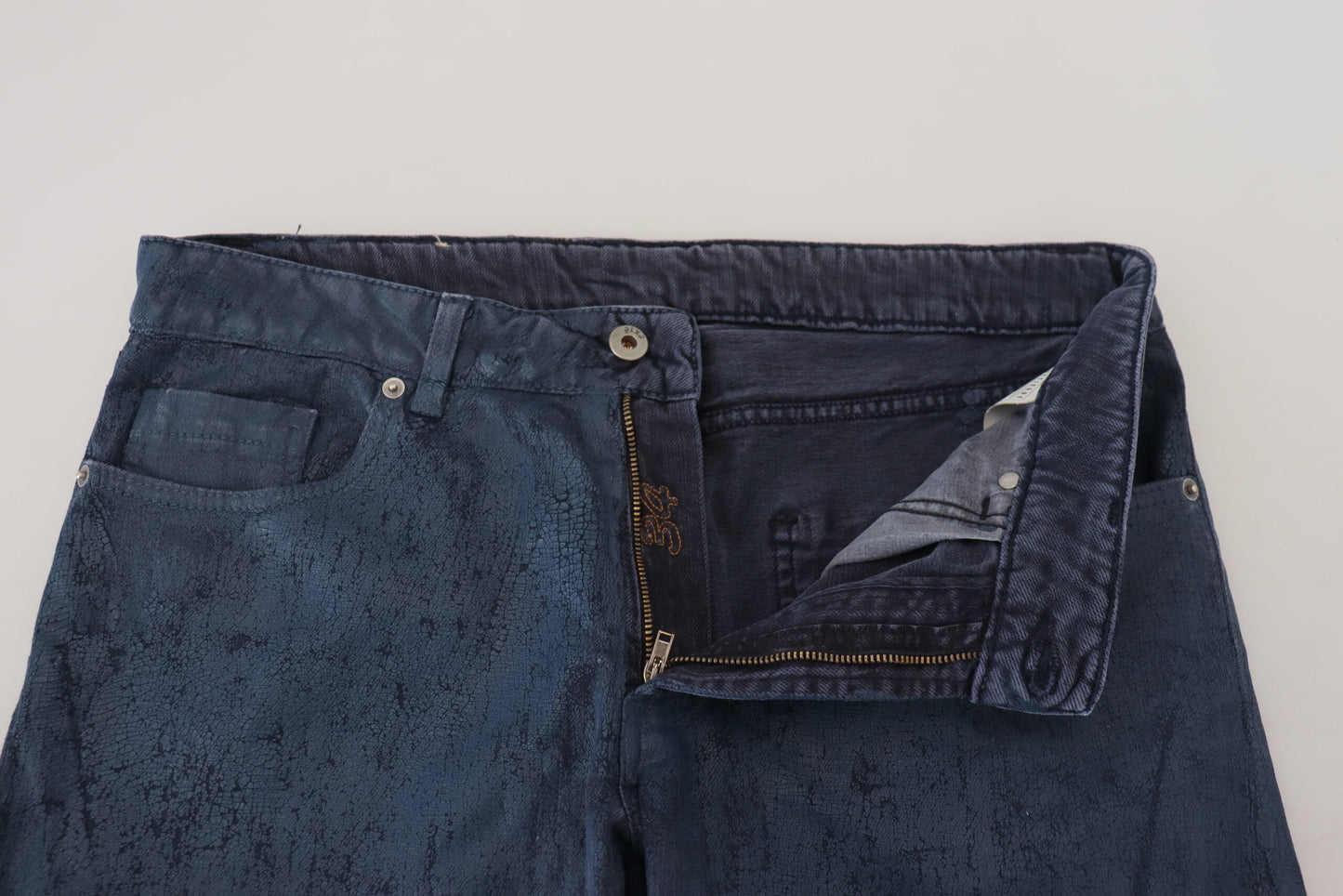 Jeans casual in denim da uomo slim fit affusolati in cotone blu