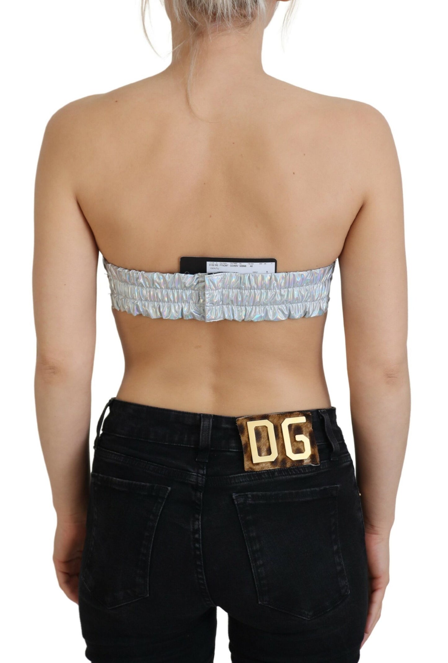 Dolce &amp; Gabbana – Silberschimmerndes Bustier-Top