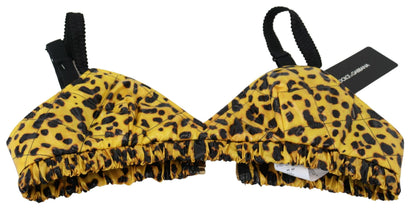 Top con reggiseno a corsetto bustier corto leopardato giallo