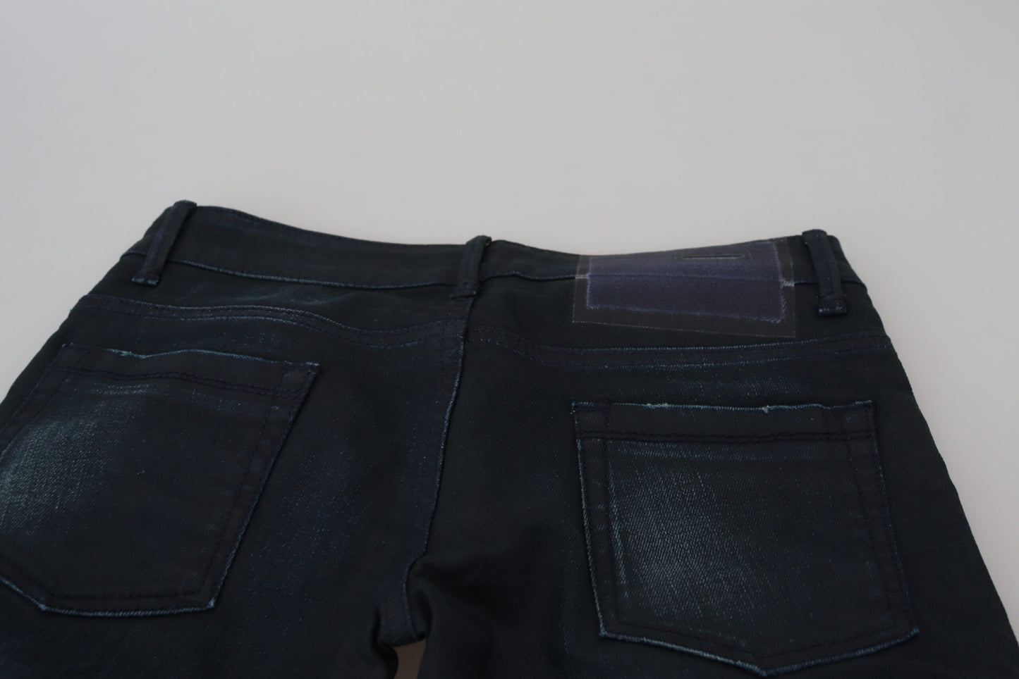 Jeans denim da donna slim fit a vita bassa blu