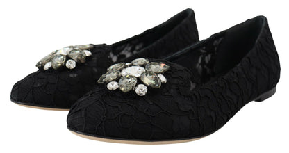 Dolce &amp; Gabbana – Elegante, flache Vally-Schuhe aus floraler Spitze