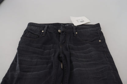 Jeans in denim di cotone slim fit a vita bassa lavati neri