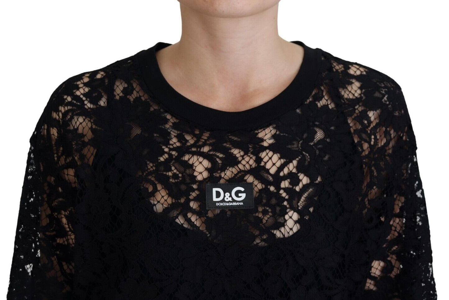 Dolce &amp; Gabbana – Elegantes schwarzes Etuikleid aus floraler Spitze