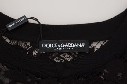 Dolce &amp; Gabbana – Elegantes schwarzes Etuikleid aus floraler Spitze