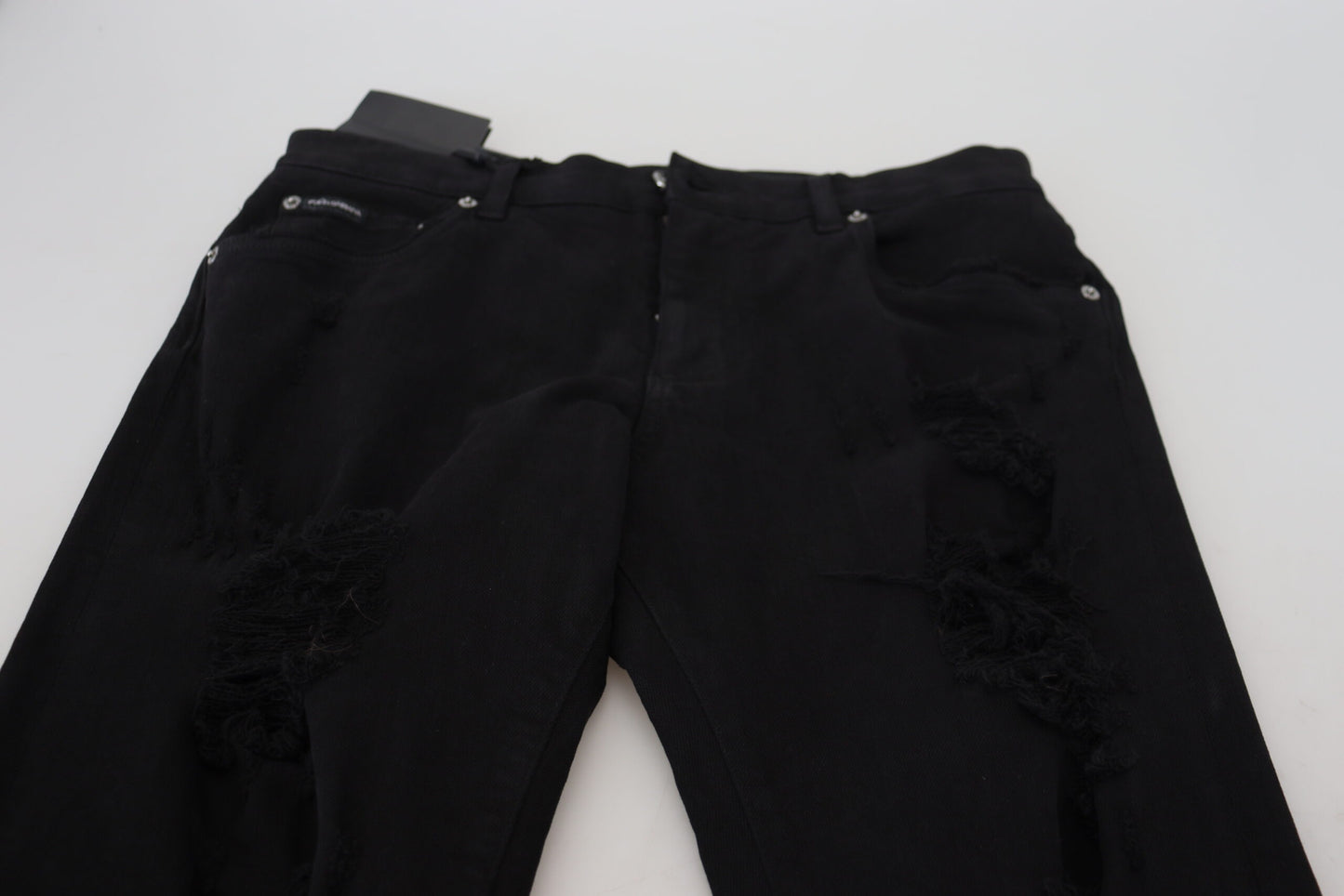 Dolce &amp; Gabbana – Schlank geschnittener, schlanker Denim in Schwarz