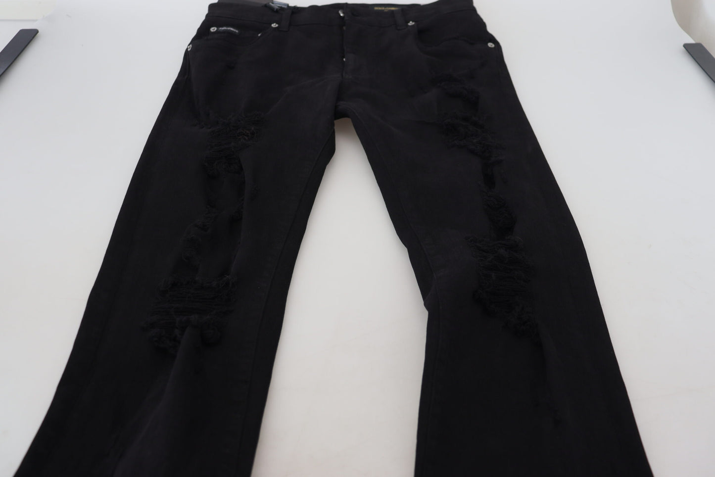 Dolce &amp; Gabbana – Schlank geschnittener, schlanker Denim in Schwarz