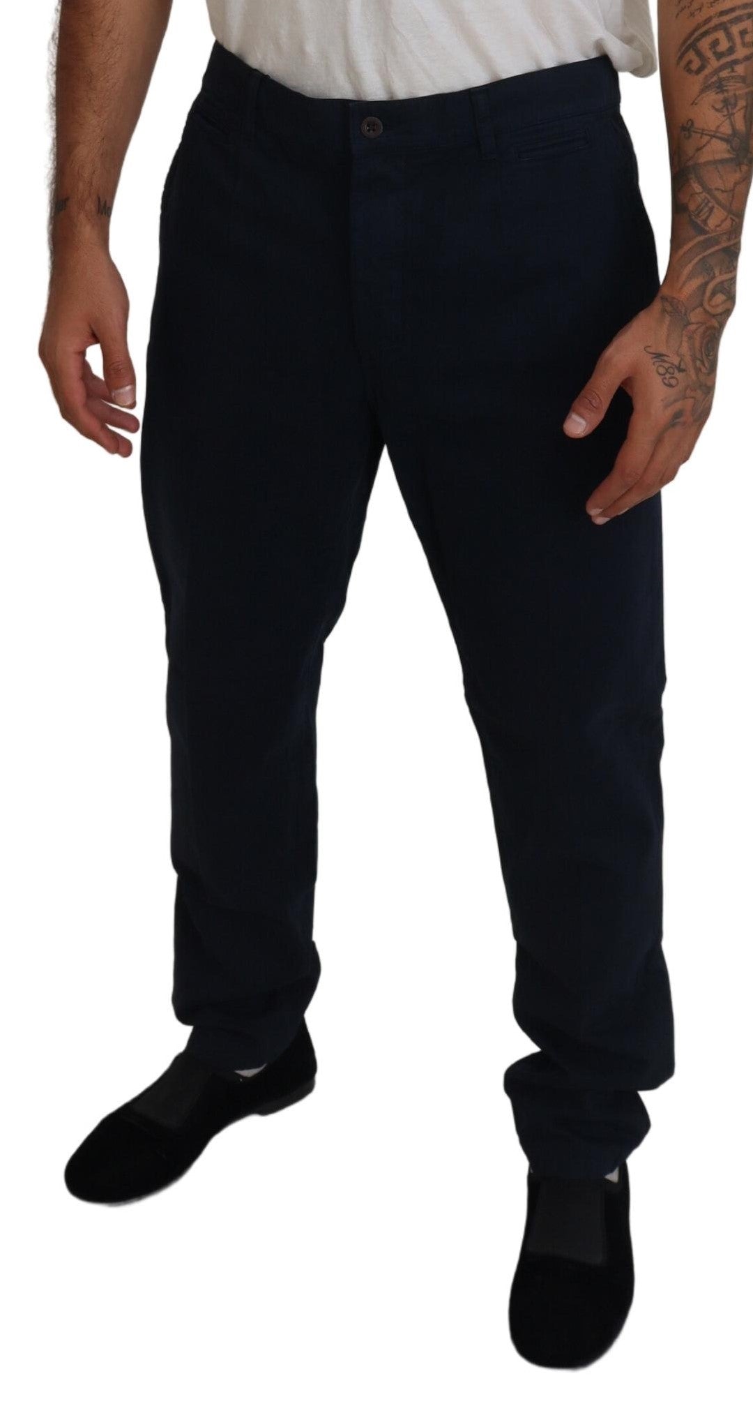 Pantaloni da uomo formali in cotone blu