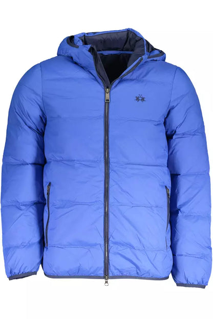 La Martina Elite Blaue Jacke mit abnehmbarer Kapuze