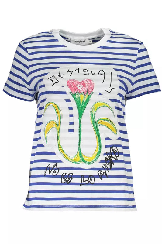 Desigual Blaues Baumwoll-T-Shirt für Damen