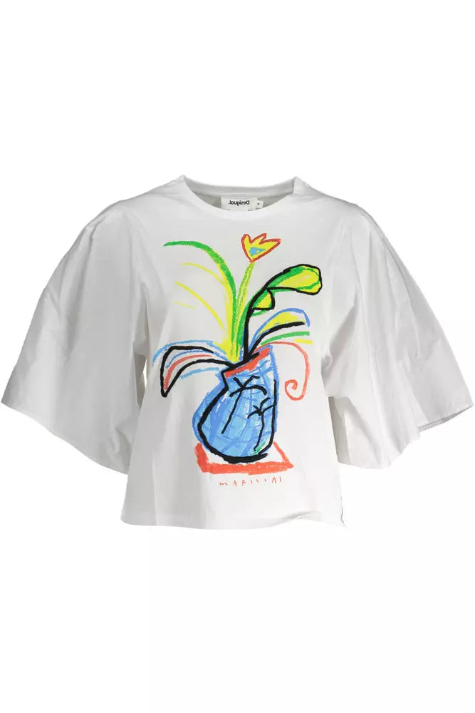 Desigual Weißes Baumwoll-T-Shirt für Damen