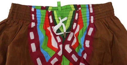 Pantaloncini da bagno da spiaggia da uomo stampati multicolor