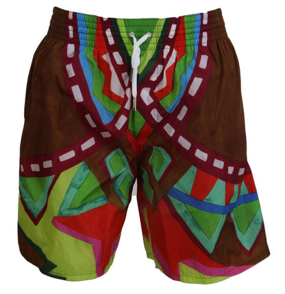 Pantaloncini da bagno da spiaggia da uomo stampati multicolor