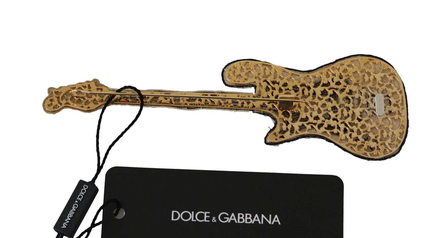 Dolce &amp; Gabbana – Gitarren-Brosche mit goldenen Pailletten