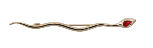 Spilla Spilla Serpente in cristallo di ottone argentato