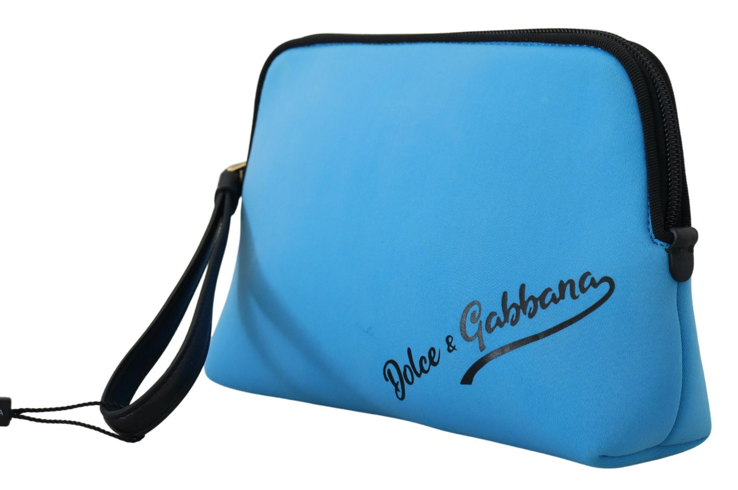 Borsa da toilette con stampa leopardata a mano con logo blu