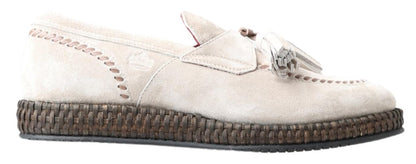 Dolce &amp; Gabbana Elegante Espadrilles aus elfenbeinfarbenem Leder