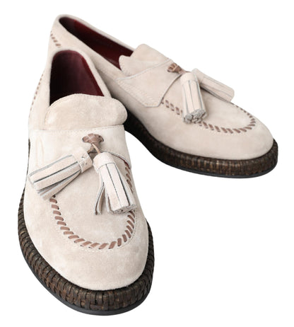 Dolce &amp; Gabbana Elegante Espadrilles aus elfenbeinfarbenem Leder