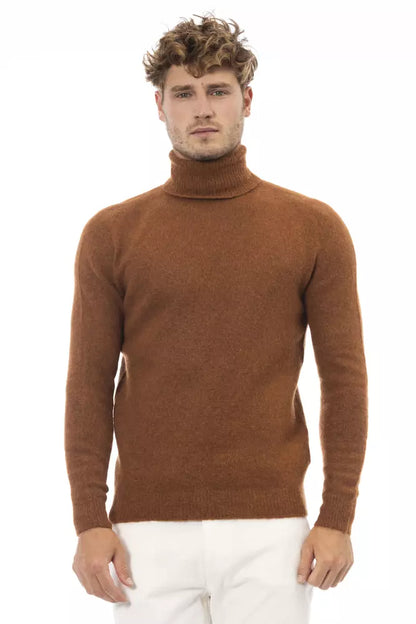 Maglione in pelle di alpaca marrone