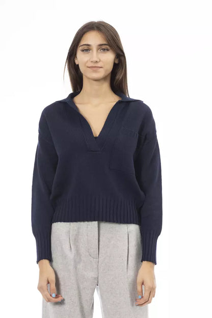 Alpha Studio Blauer Wollpullover für Damen