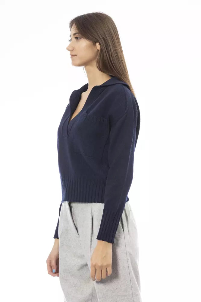 Alpha Studio Blauer Wollpullover für Damen