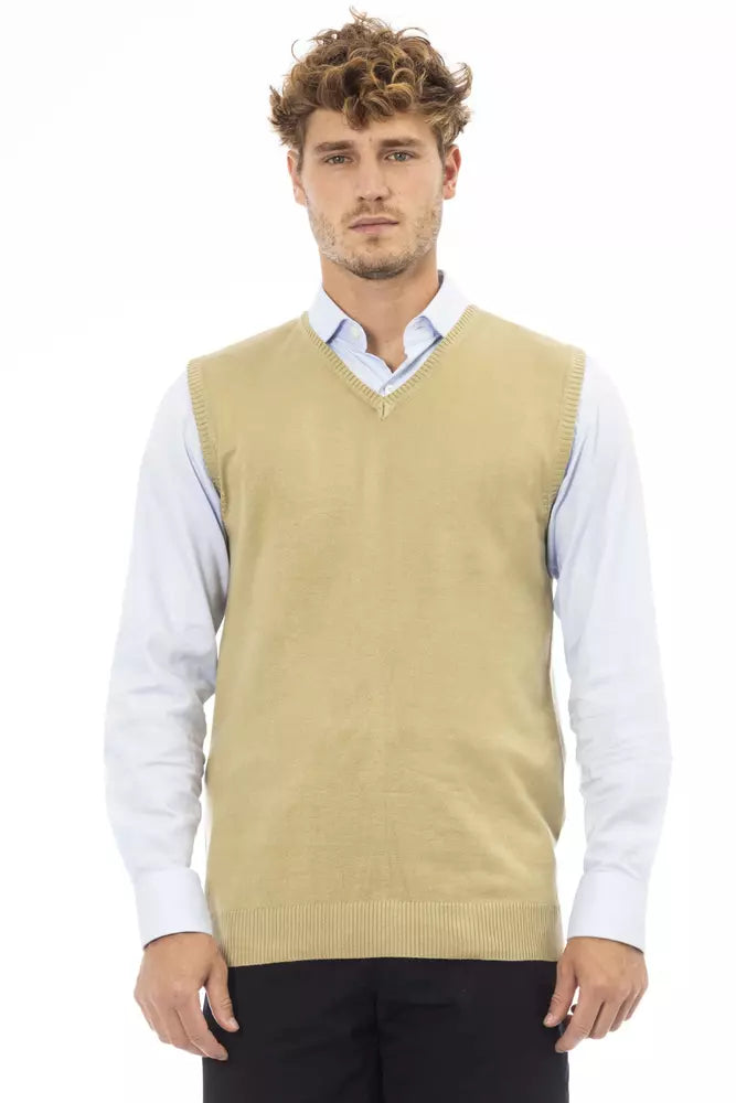 Alpha Studio Beige Viskose Herren Weste