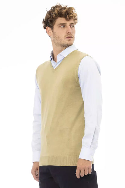 Alpha Studio Beige Viskose Herren Weste