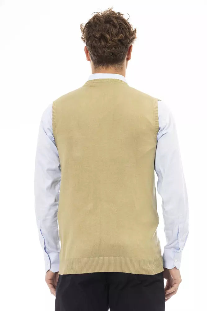 Alpha Studio Beige Viskose Herren Weste