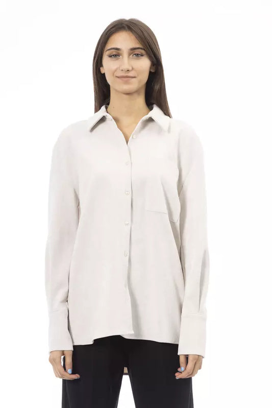 Camicia in poliestere bianco