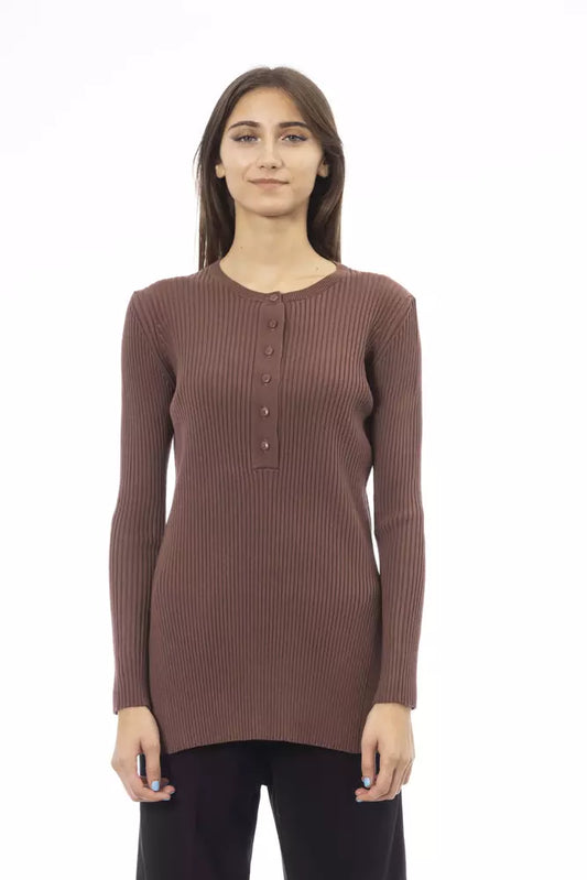 Alpha Studio Brauner Viskose-Pullover für Damen