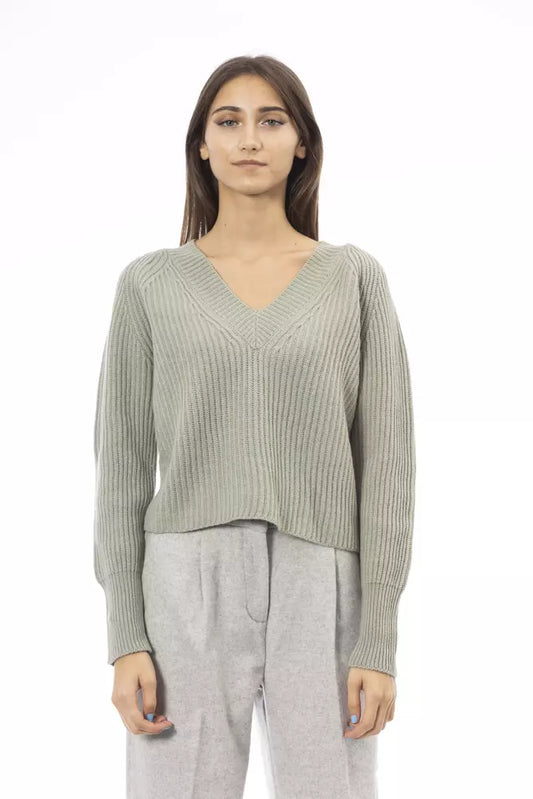 Alpha Studio Grüner Wollpullover für Damen