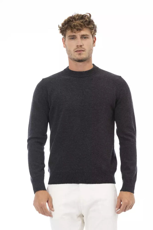 Alpha Studio Schwarzer Wollpullover für Herren