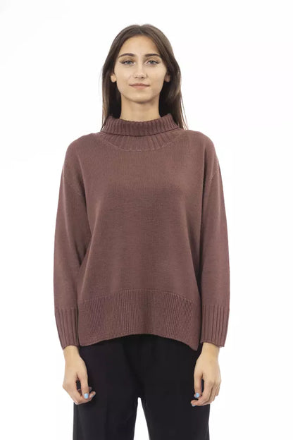 Alpha Studio Brown Merino Wool Women Sweater