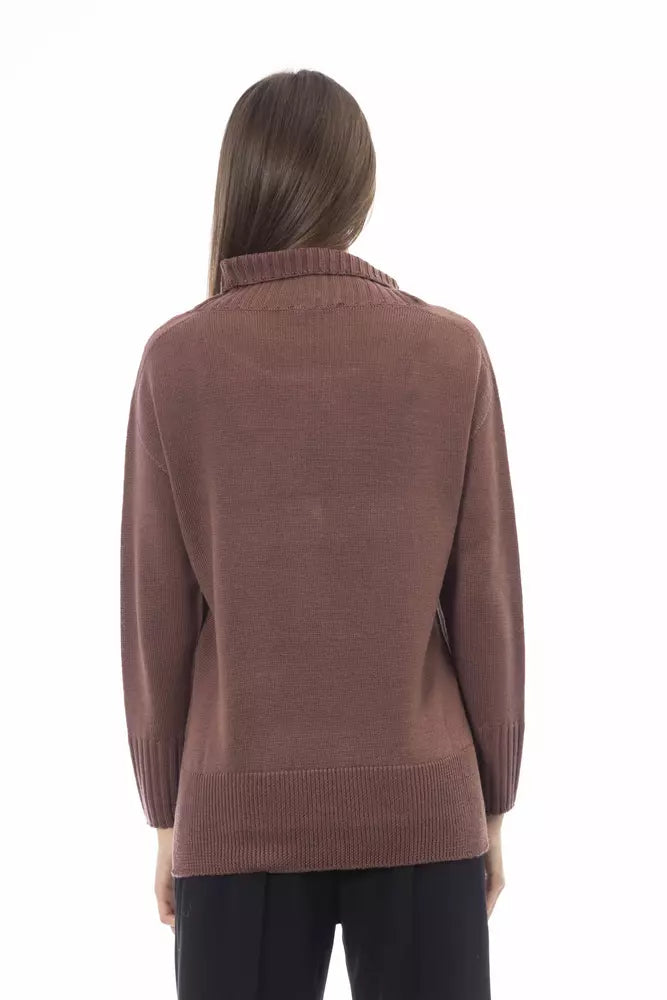 Alpha Studio Brauner Pullover aus Merinowolle für Damen