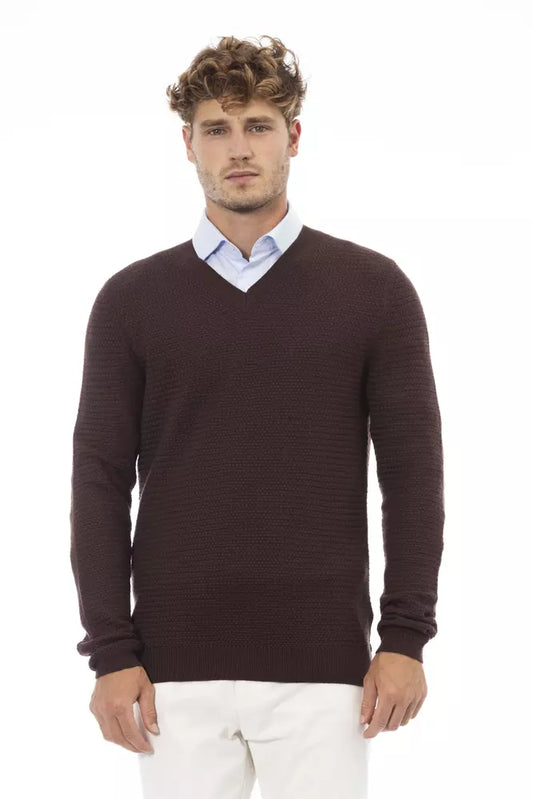 Alpha Studio Brauner Pullover aus Merinowolle für Herren