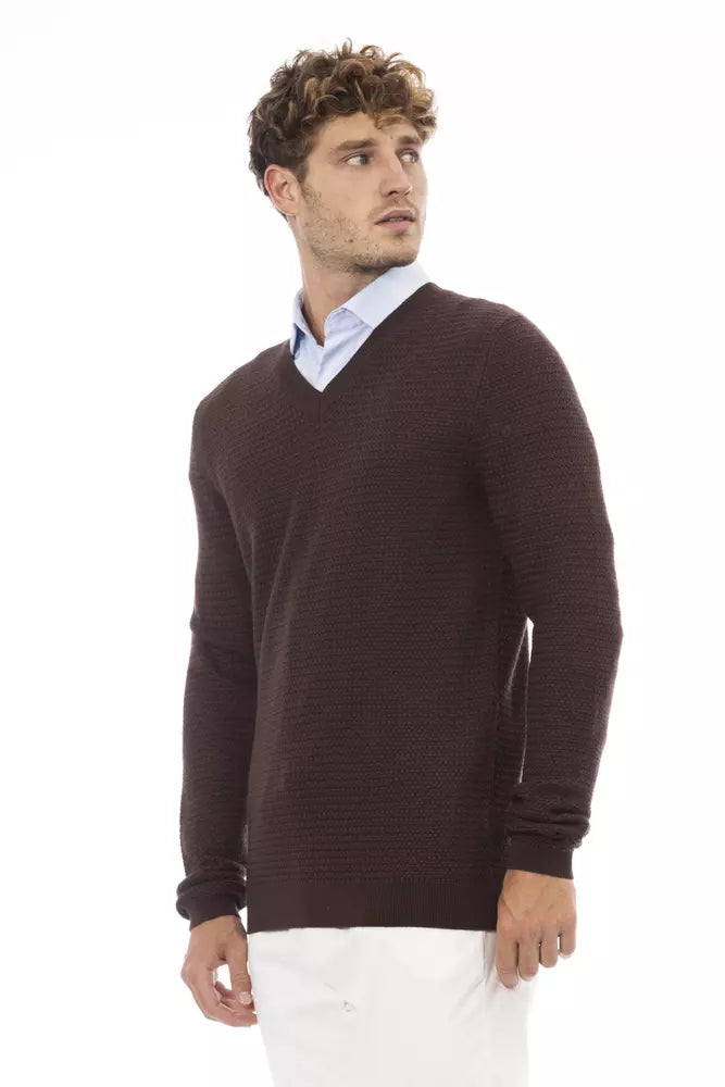 Alpha Studio Brauner Pullover aus Merinowolle für Herren