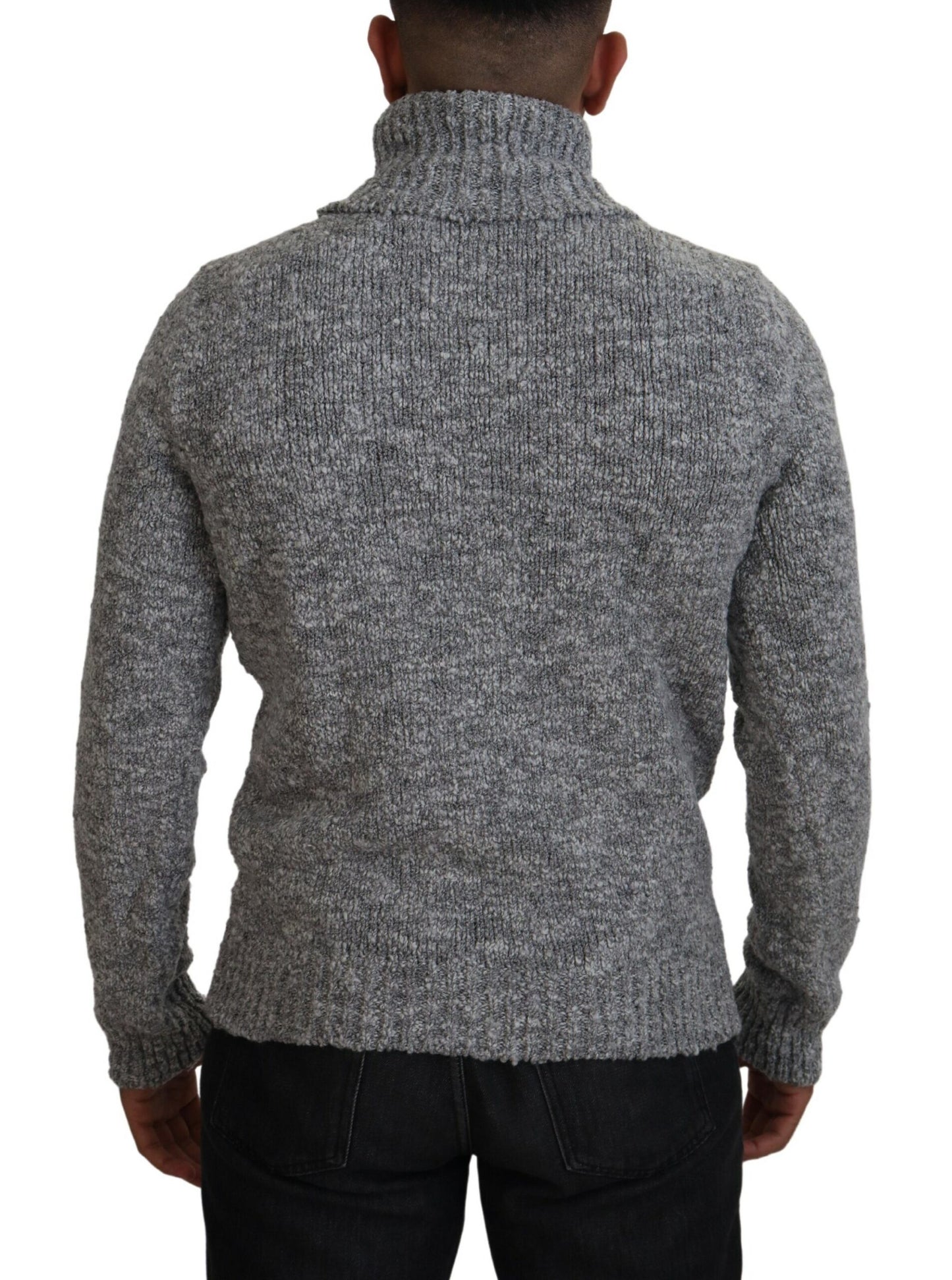 Dolce &amp; Gabbana Eleganter Rollkragenpullover aus grauer Wollmischung