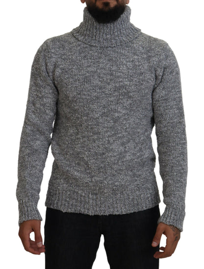 Dolce &amp; Gabbana Eleganter Rollkragenpullover aus grauer Wollmischung