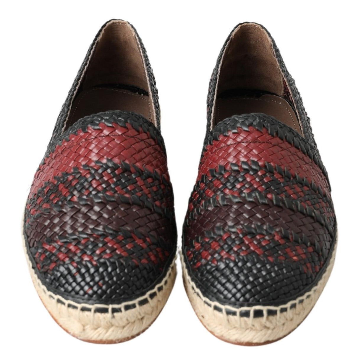 Scarpe espadrillas in pelle di bufalo nero bordeaux