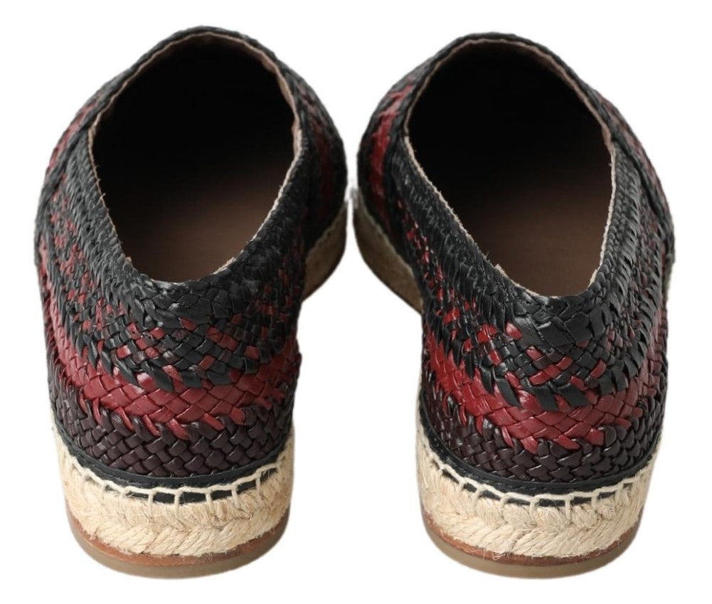 Scarpe espadrillas in pelle di bufalo nero bordeaux