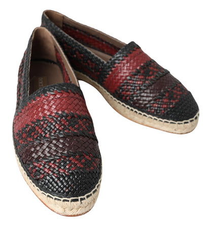 Scarpe espadrillas in pelle di bufalo nero bordeaux