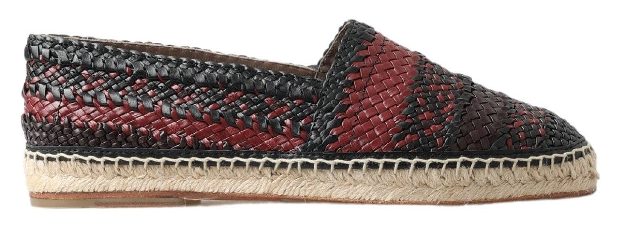 Scarpe espadrillas in pelle di bufalo nero bordeaux