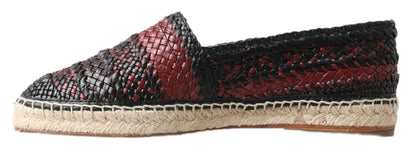 Scarpe espadrillas in pelle di bufalo nero bordeaux